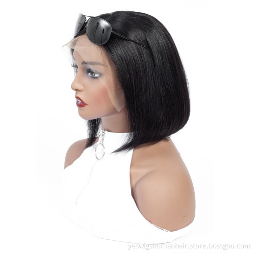 Yeswigs Wholesale Human Hair Lace Frontal Wig In Stock Short Bob Cut Straight Brazilian Hair Frontal Lace Bob Wigs Ready To Ship